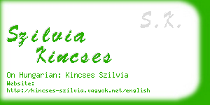 szilvia kincses business card